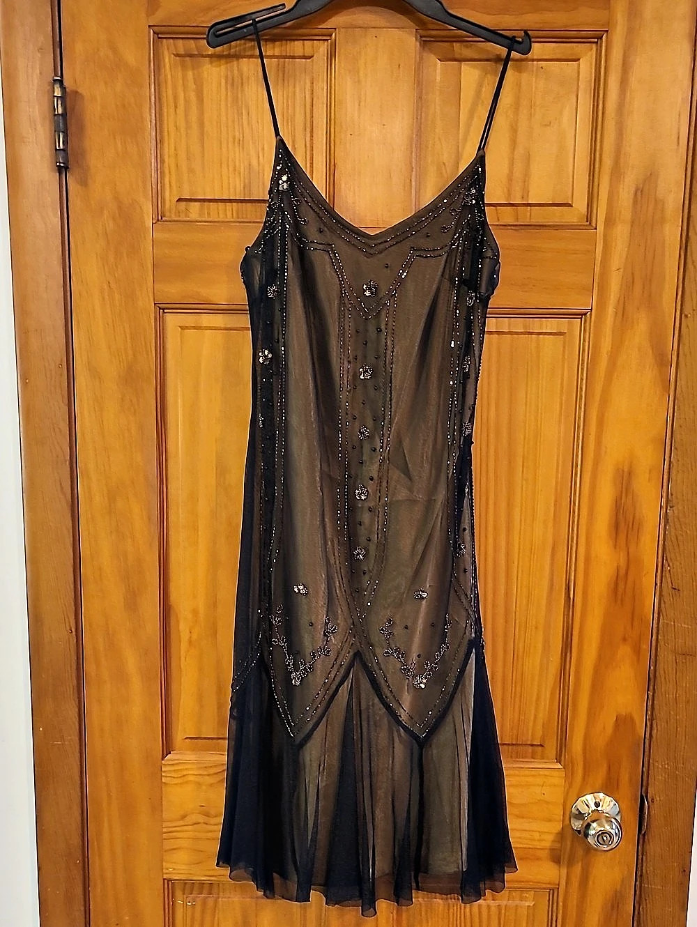 Dave and Johnny Beaded Sheer Mini Dress in Black Size 11/12